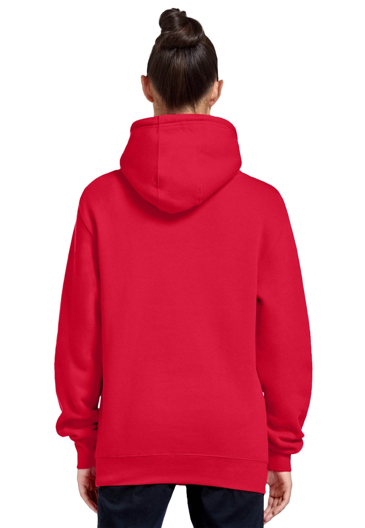 Unisex Cardinal red Lane 7 premium hoodie with front print, showcasing a plain or customizable pullover design.