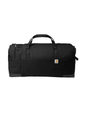 Carhartt 120L Foundry Series duffel bag in black with front print view, showcasing durable design and spacious storage capacity.