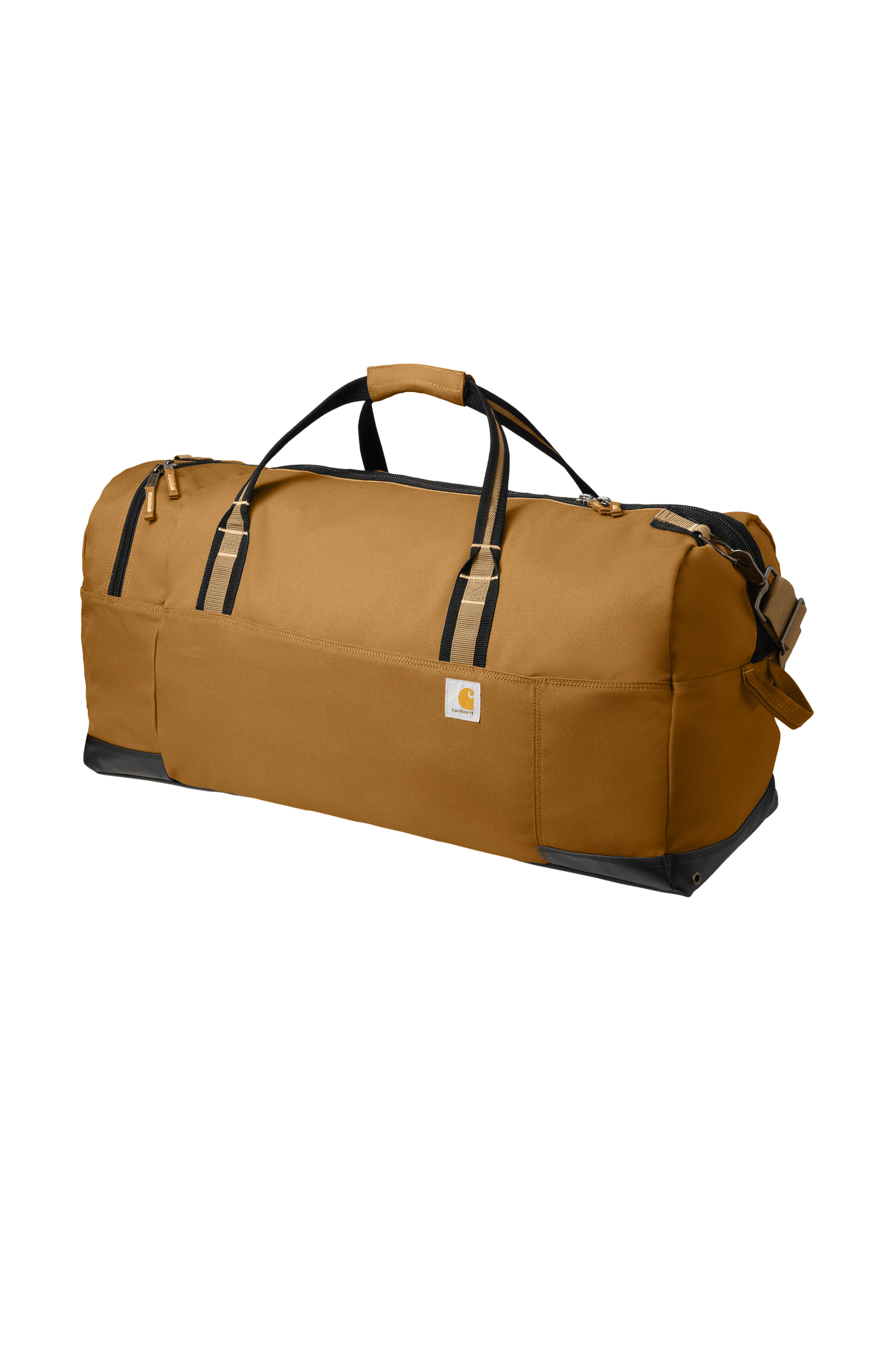 Carhartt 120L Foundry Series Duffel bag in brown print view, shown from the right side with durable fabric and spacious storage.