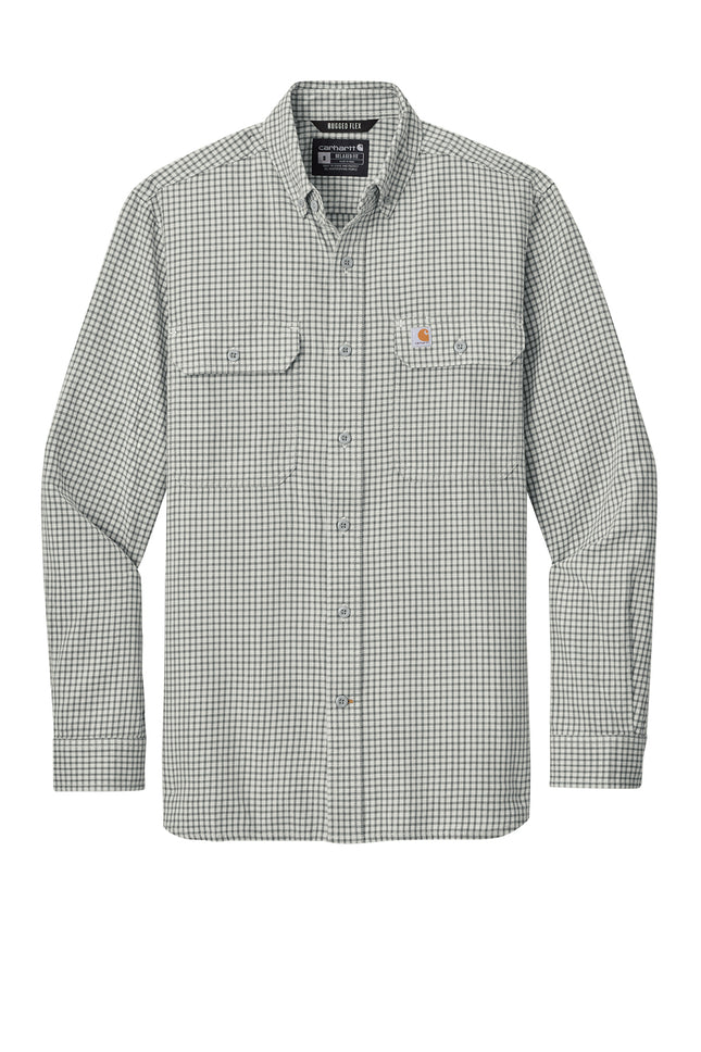 Carhartt Rugged Flex Plaid Long Sleeve Shirt Check Steel Malt Front