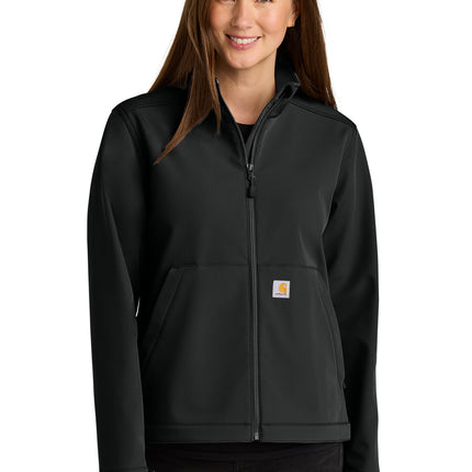 Carhartt Women’s Rain Defender Soft Shell Jacket Black Model Front
