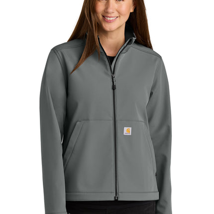 Carhartt Women’s Rain Defender Soft Shell Jacket Grey Model Front