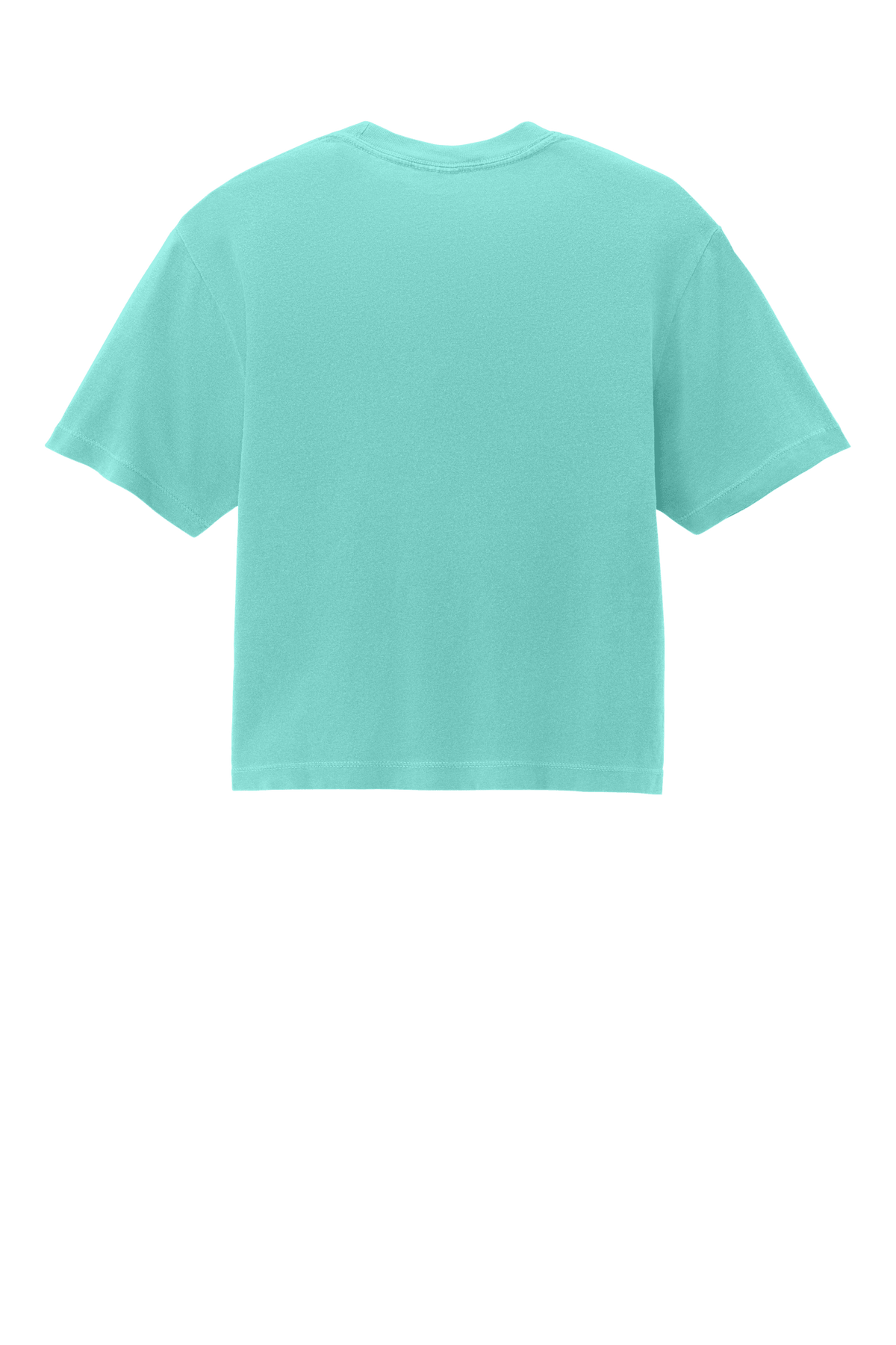 Comfort Colors women's heavyweight boxy crop top in chalky mint with garment-dyed finish and custom print on the back.