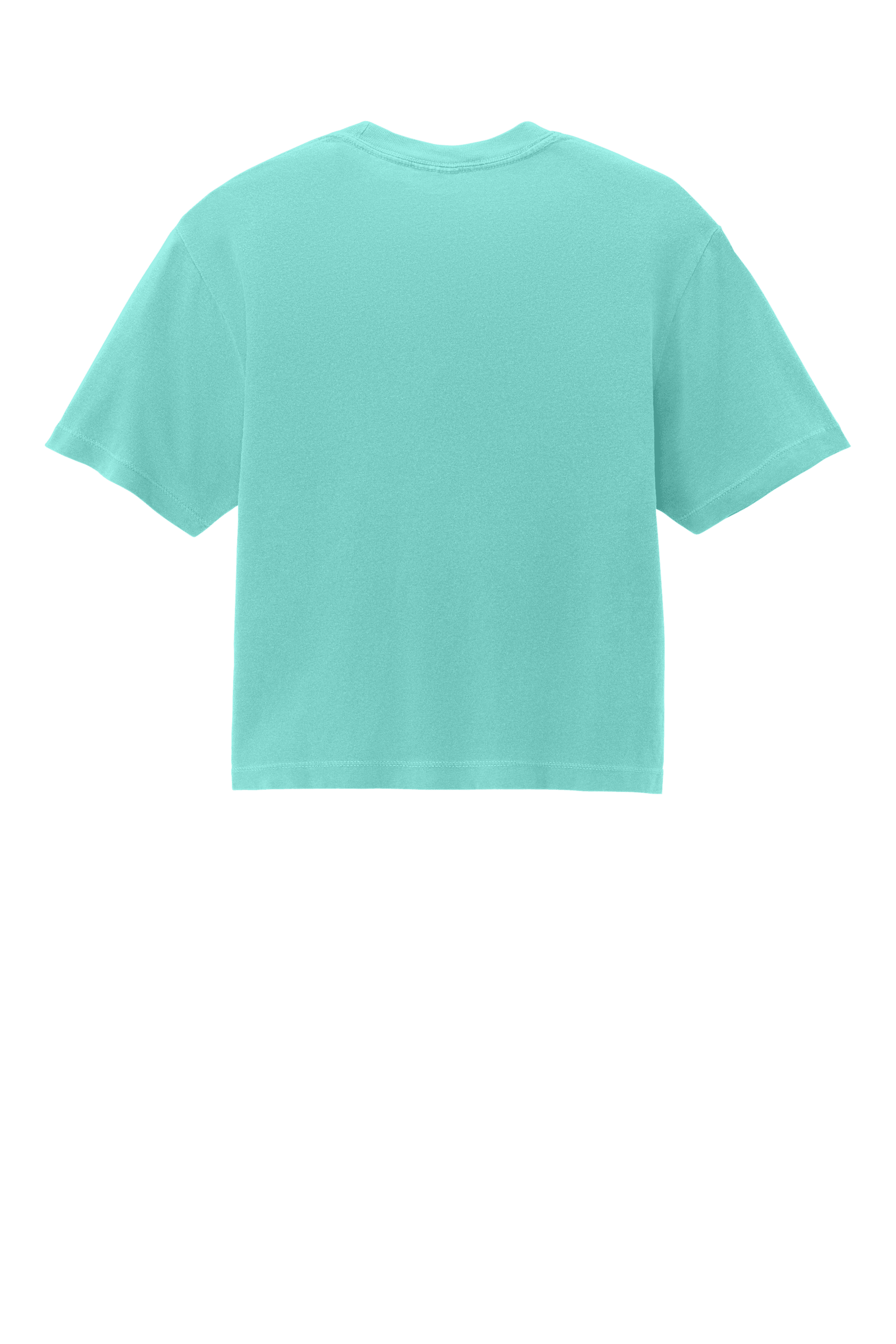 Comfort Colors women's heavyweight boxy crop top in chalky mint with garment-dyed finish and custom print on the back.