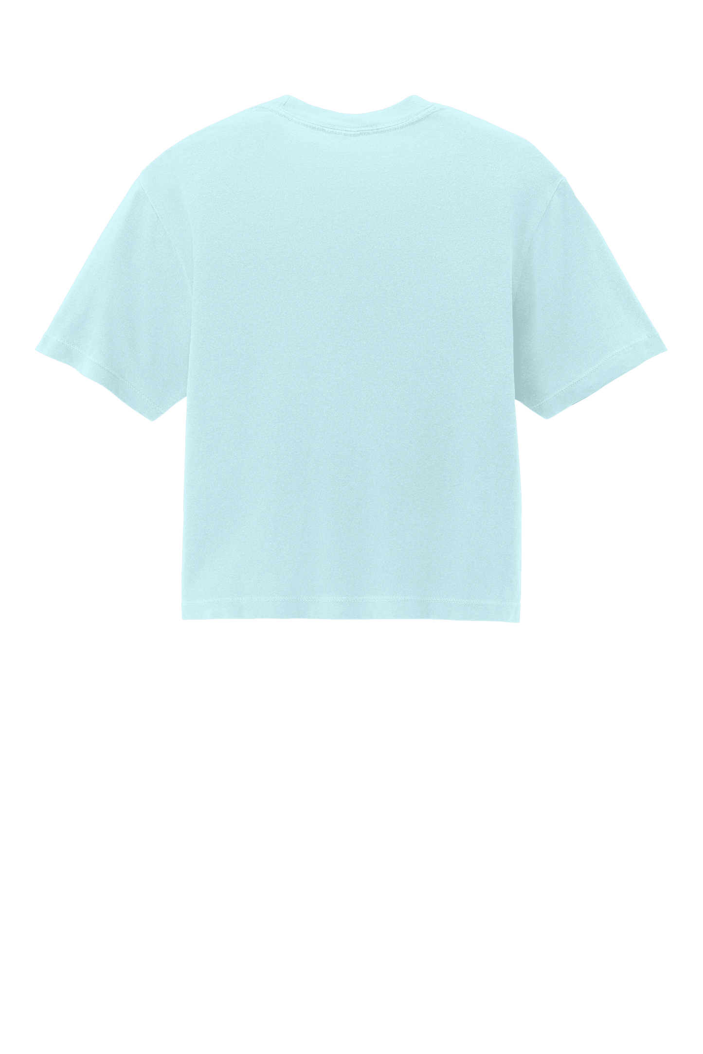 Chambray mint women's Comfort Colors boxy crop top with garment-dyed, heavyweight fabric and relaxed fit, featuring a custom print on back.