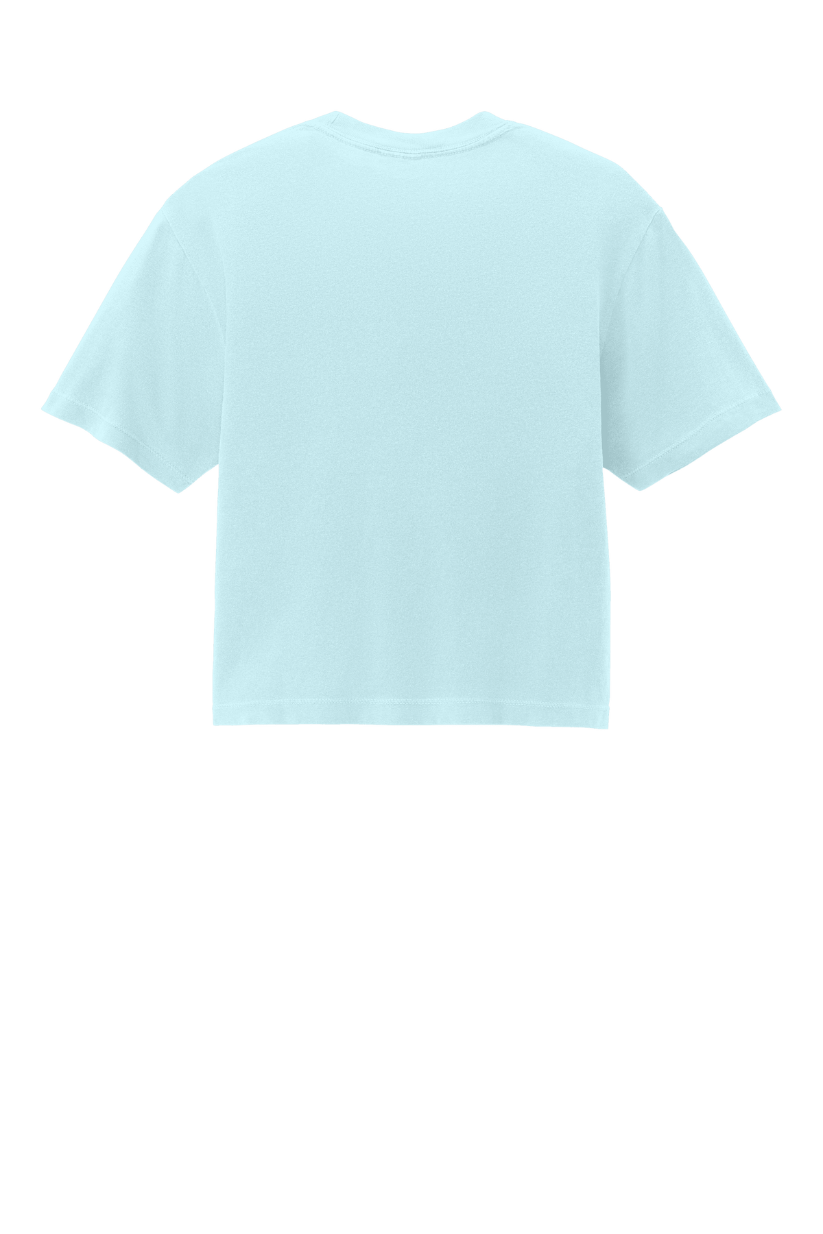 Chambray mint women's Comfort Colors boxy crop top with garment-dyed, heavyweight fabric and relaxed fit, featuring a custom print on back.