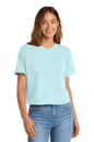 Comfort Colors women's chambray mint boxy crop top with relaxed fit, garment-dyed heavyweight cotton and custom print design.