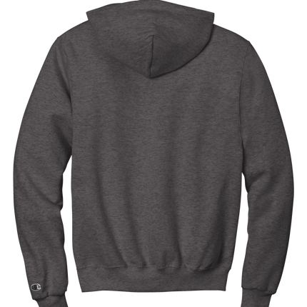 Charcoal Grey Champion Powerblend Pullover Hoodie – soft fleece, classic fit with custom logo Print by Print View Back