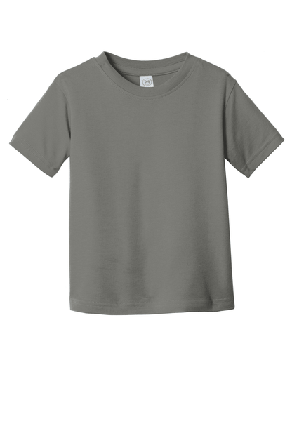 Charcoal toddler's fine jersey cotton T-shirt by Rabbit Skins, soft and comfortable for kids, featuring a classic crew neck design.