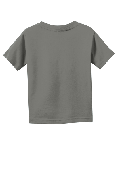 Back view of Rabbit Skins toddler fine jersey T-shirt in charcoal, soft cotton kid's T-shirt for children by Print View.