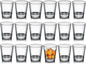 Set of 18 clear shot glasses by Print View, showcasing transparent glassware suitable for drinking or customization.