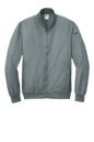 Nike lightweight bomber jacket in cool grey, shown from the front with customizable print options.