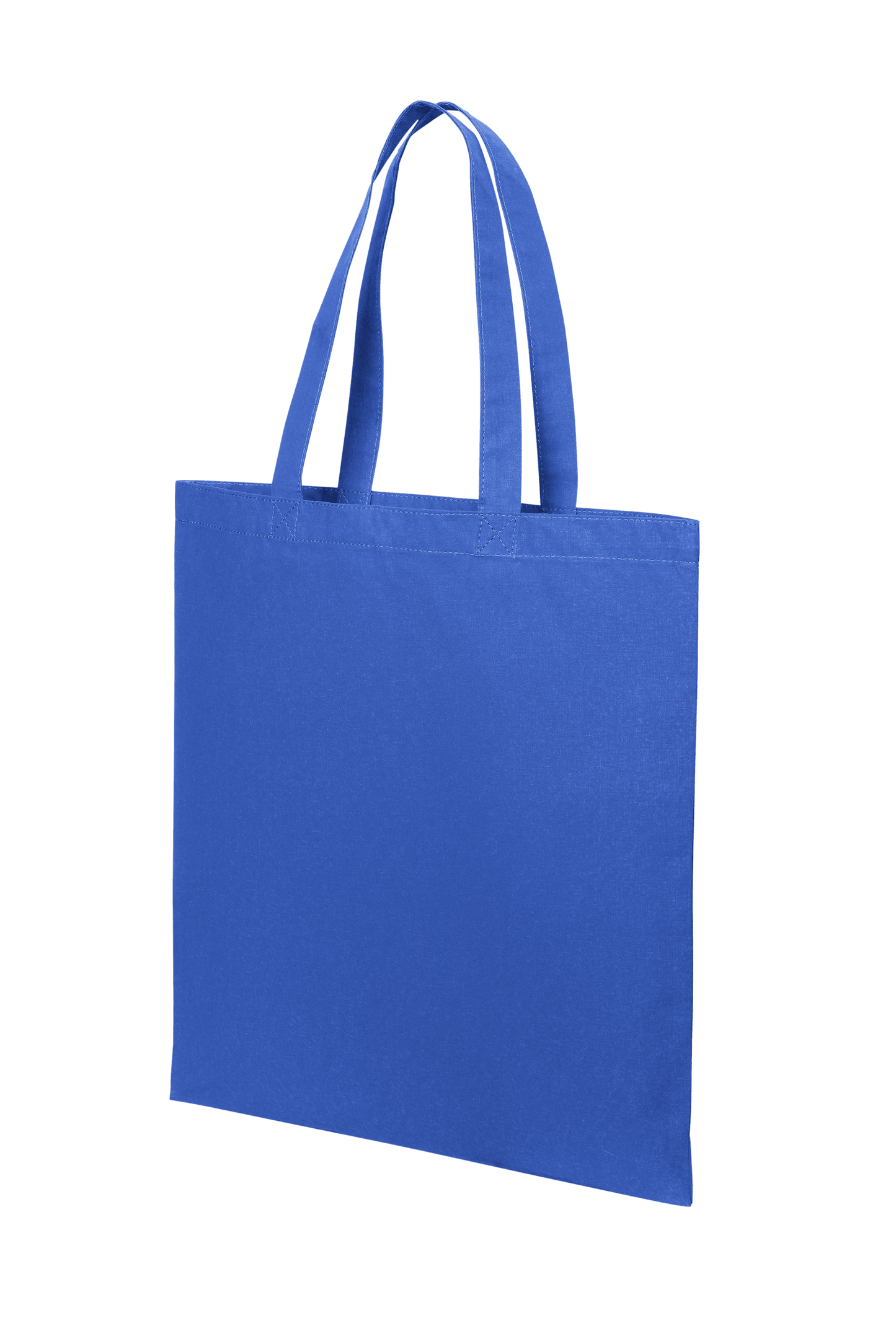 Lightweight blue cotton tote bag with printed design from Print View, reusable cloth tote bag for shopping or daily use.
