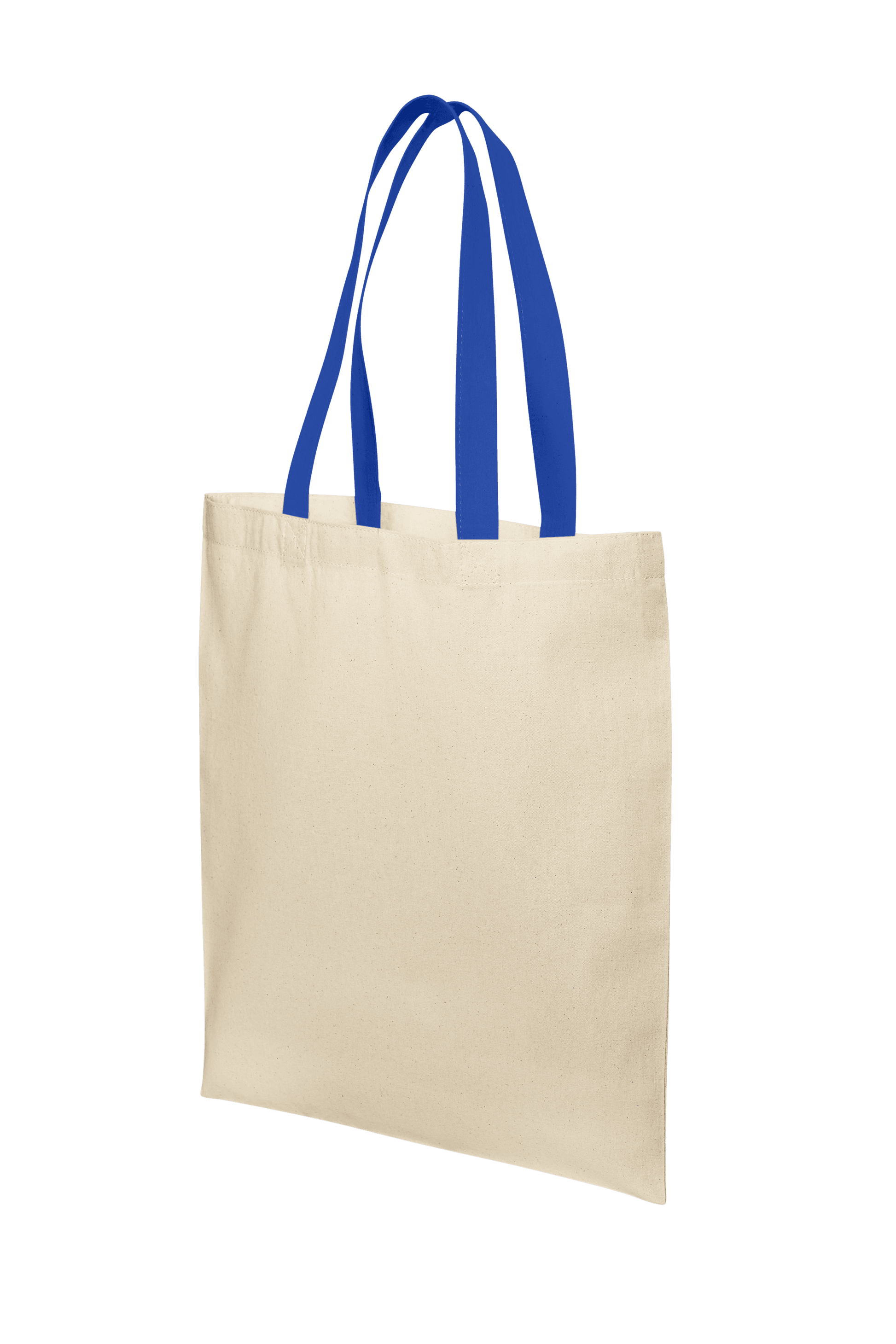 Light blue cotton tote bag from Print View with natural finish, reusable cloth design, featuring printed details.