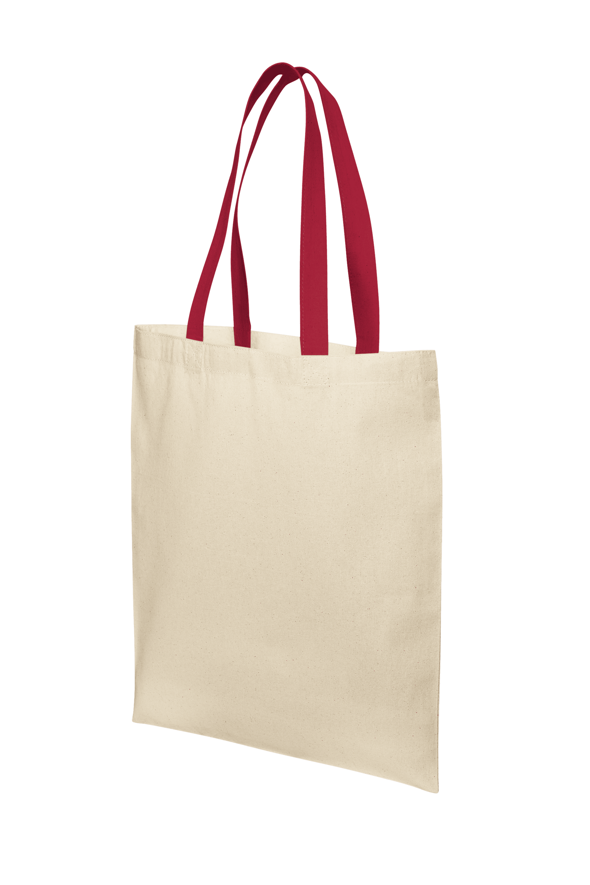Lightweight cotton tote bag by Print View with red print design, reusable cloth bag perfect for shopping or daily use.