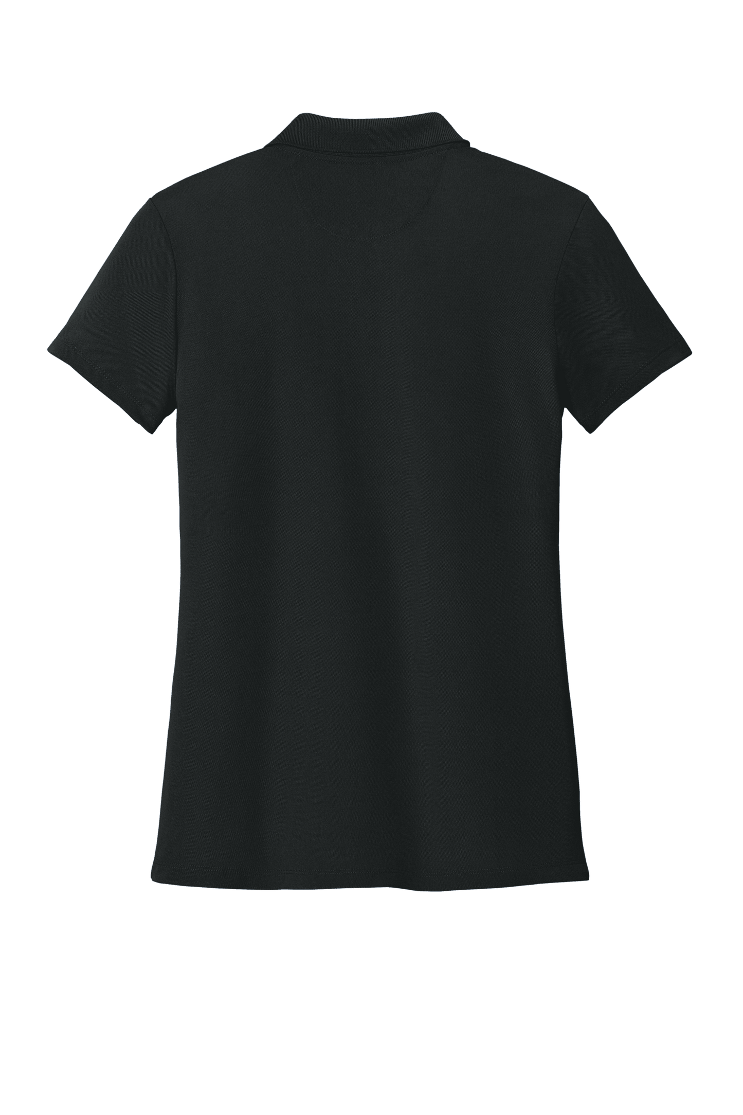 Black women's Brooks Brothers mesh pique performance polo shirt with breathable fabric and custom embroidery.