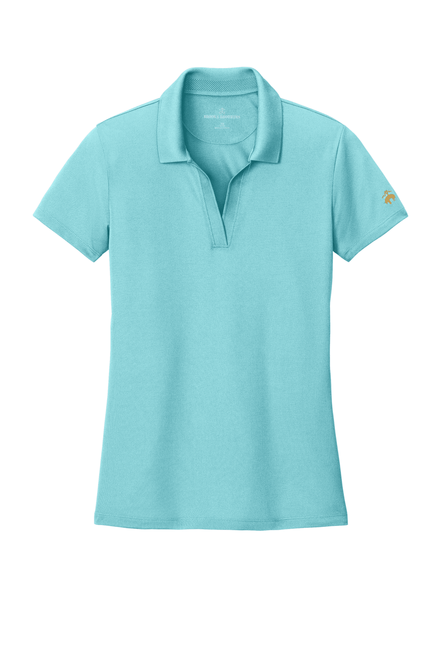 Brooks Brothers women's mesh pique performance polo shirt in mint, moisture-wicking fabric, breathable, with custom embroidery.