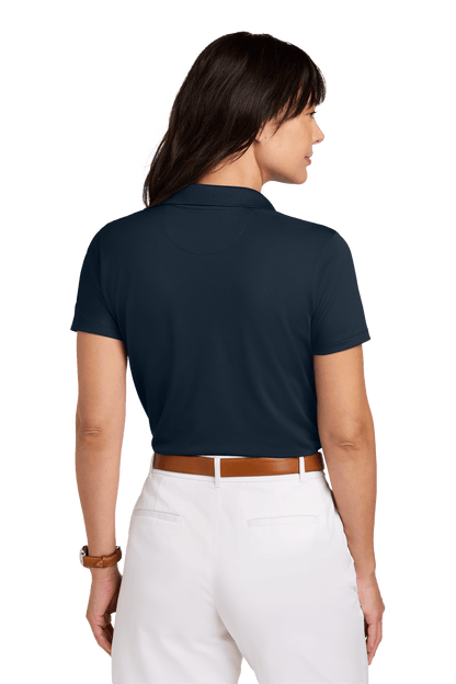 Brooks Brothers women's mesh pique performance polo shirt in navy with custom embroidery, breathable fabric, and feminine fit.