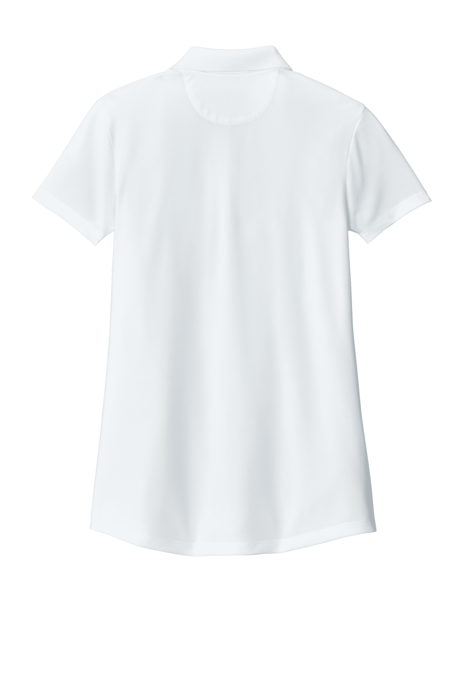 Brooks Brothers women's white mesh pique performance polo shirt with custom embroidery and moisture-wicking fabric.