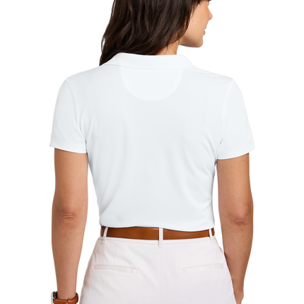 Custom Brooks Brothers Women’s Polo Shirt – breathable mesh pique fabric in feminine fit White model back