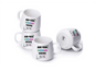 Set of four personalized Print View coffee mugs with custom designs, perfect for gifts or everyday use.