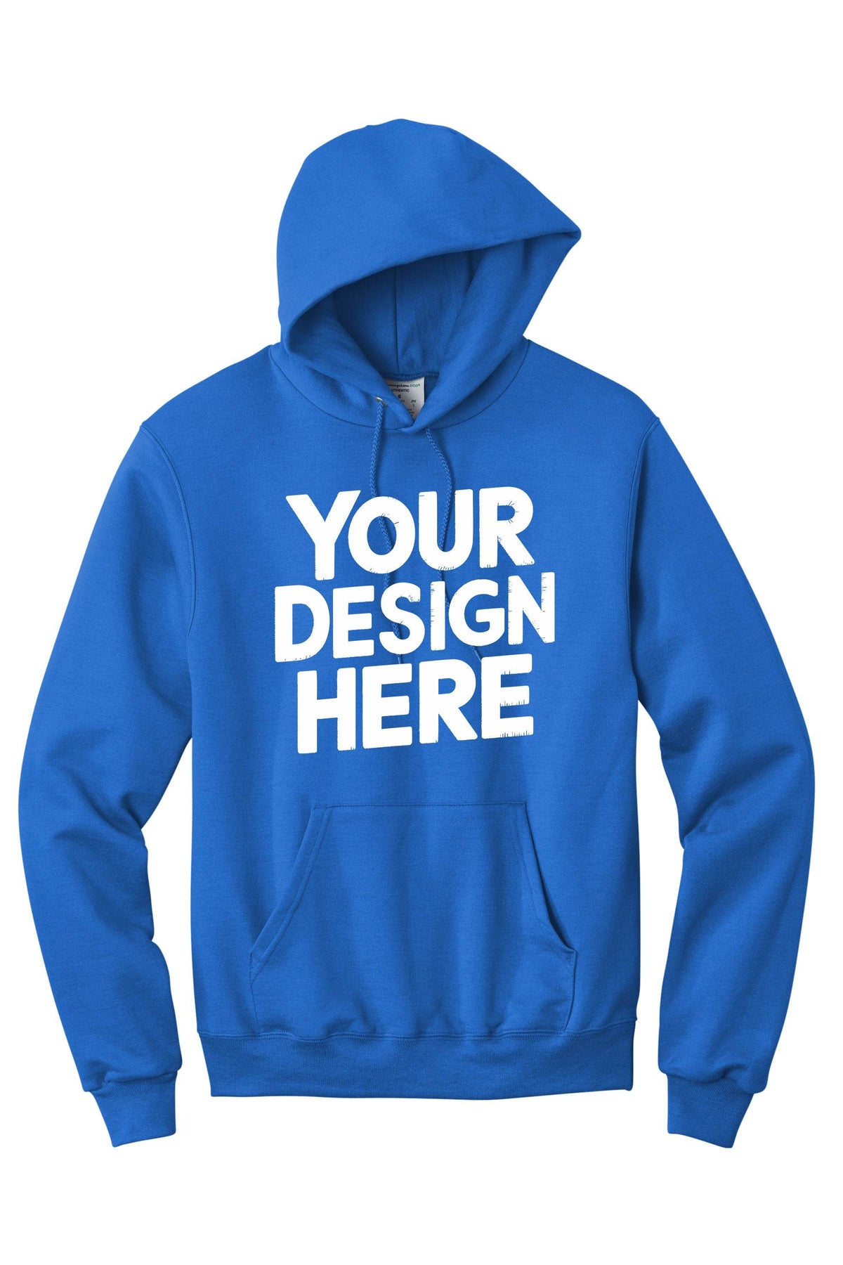 Blue personalized hoodie from Print View, unisex pullover with custom printed or embroidered design, premium casual wear.