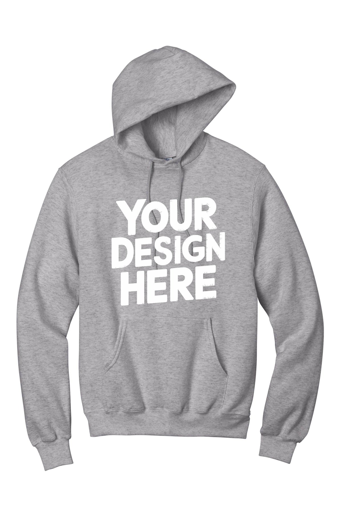 Grey custom hoodie from Print View, featuring personalized printed or embroidered design on a unisex pullover style.