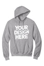 Grey custom hoodie from Print View, featuring personalized printed or embroidered design on a unisex pullover style.