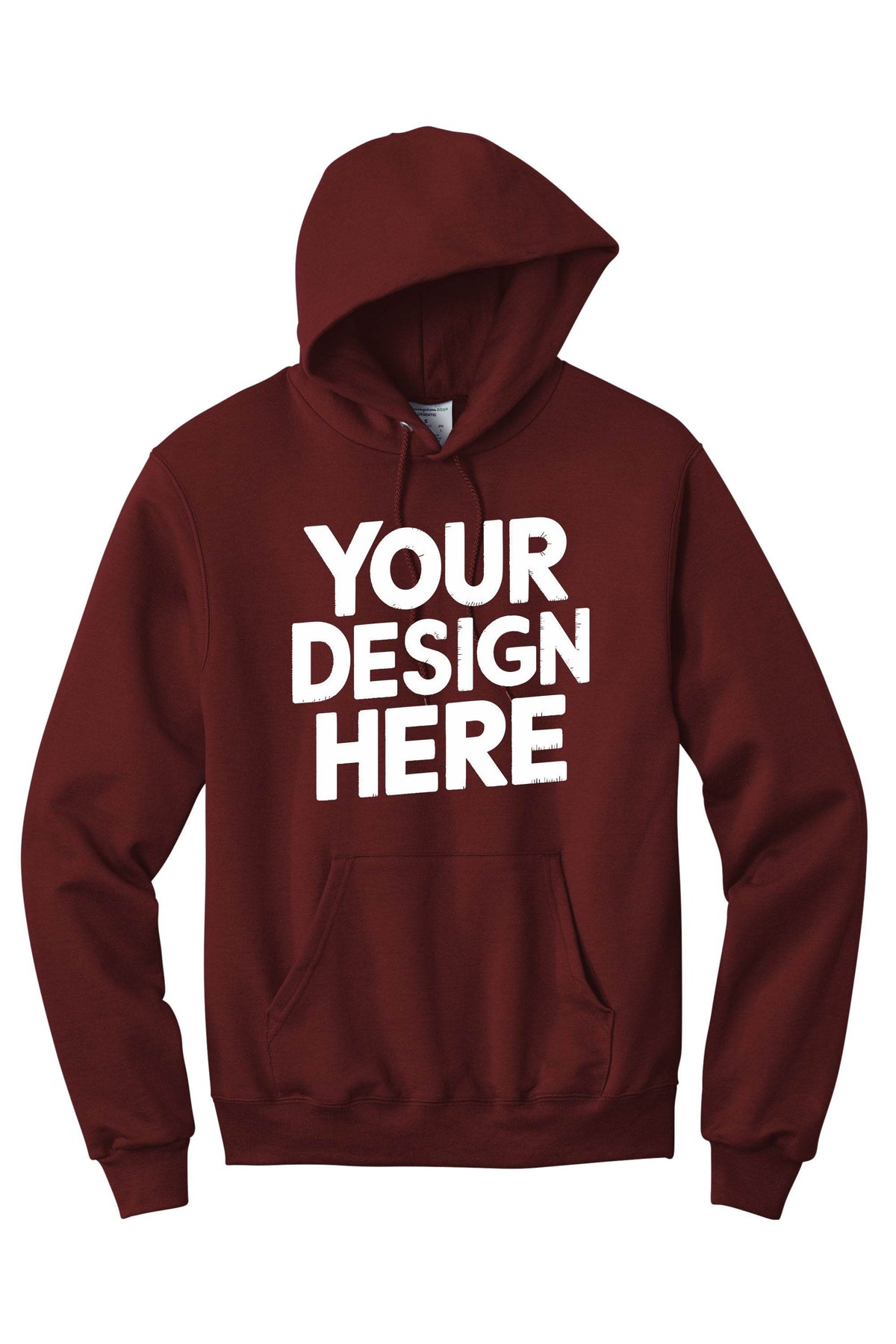 Maroon custom hoodie by Print View, personalized printed or embroidered unisex pullover with a comfortable fit.