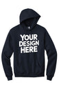 Navy custom hoodie from Print View featuring personalized printed or embroidered design, unisex pullover style.