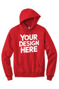 Red custom hoodie by Print View featuring personalized printed or embroidered design on a premium unisex pullover.