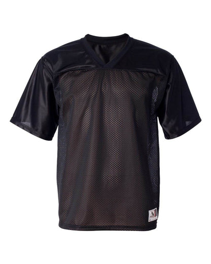 Men's black stadium replica football jersey by Augusta Sportswear with personalized name and number for fans and players.
