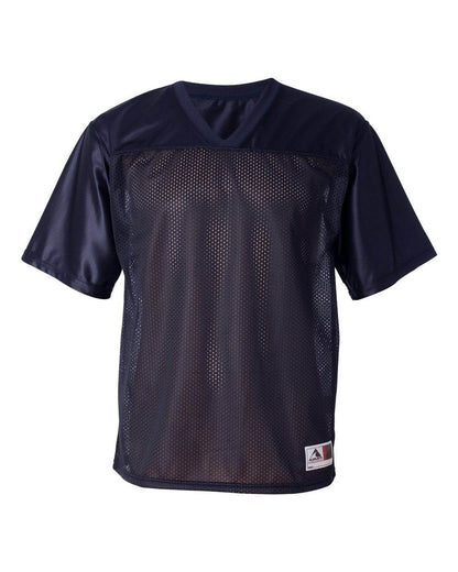 Men's navy stadium replica football jersey by Augusta Sportswear with personalized name and number for custom fit.