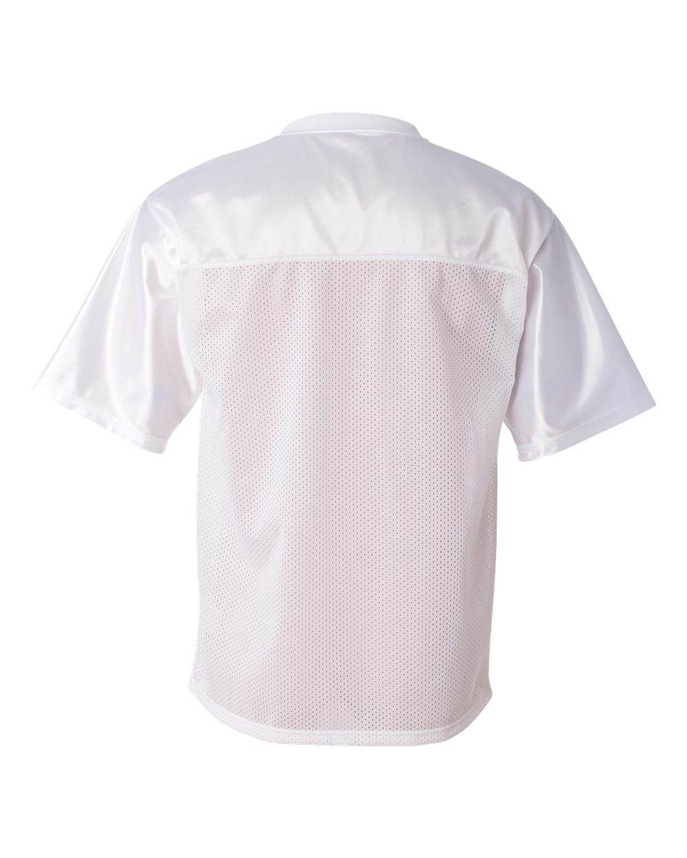 Men's white stadium replica football jersey by Augusta Sportswear with personalized name and number on the back.
