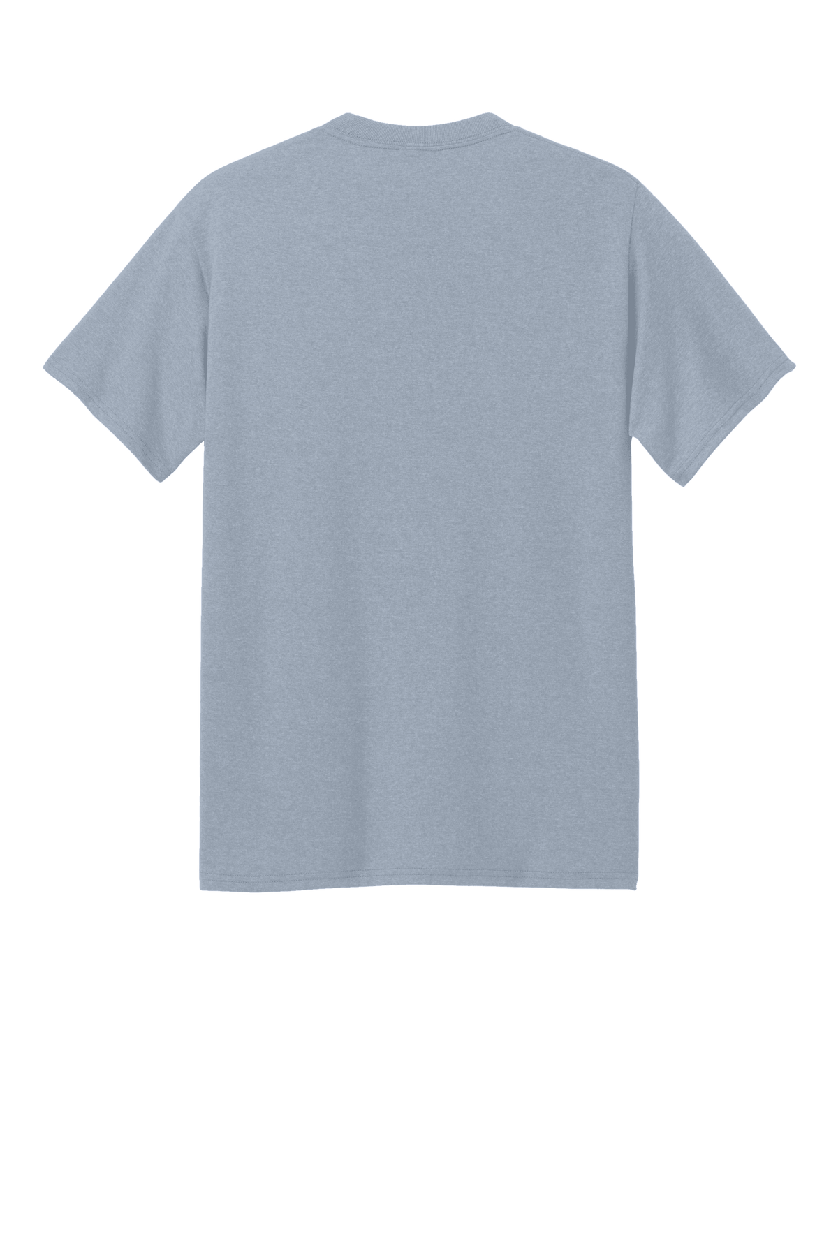 Port & Company eco-friendly recycled short sleeve T-shirt in athletic heather, showcasing the back print design.