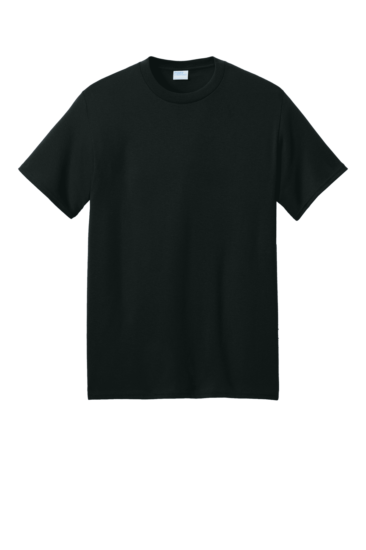 Black Port & Company Core Blend recycled short sleeve T-shirt with custom print, eco-friendly cotton blend fabric.