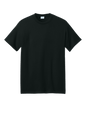 Black Port & Company Core Blend recycled short sleeve T-shirt with custom print, eco-friendly cotton blend fabric.