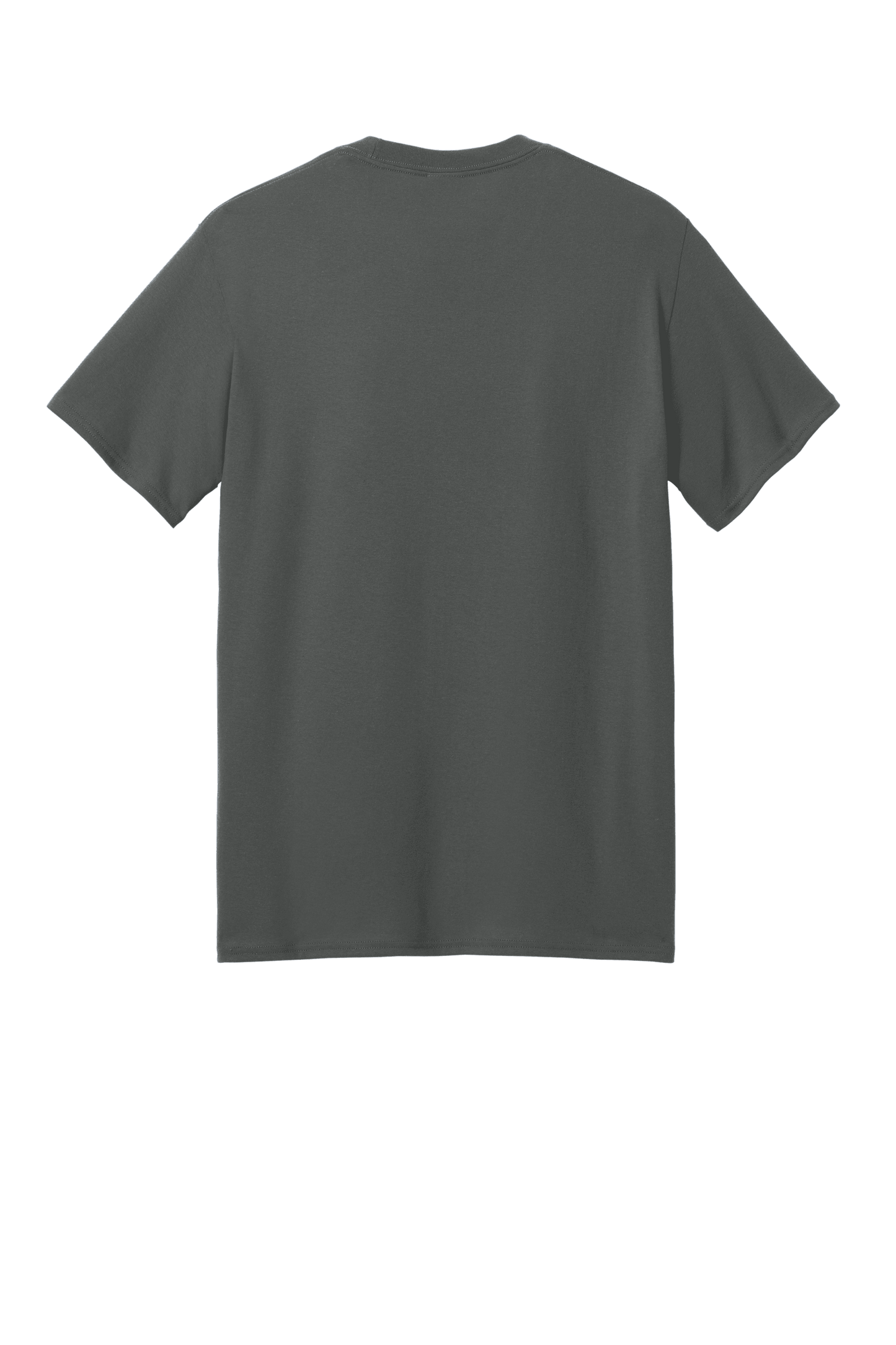 Port & Company eco-friendly charcoal recycled short sleeve t-shirt with custom print on the back.