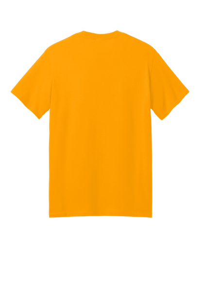 Port & Company eco-friendly recycled short sleeve T-shirt with custom print in gold on the back.