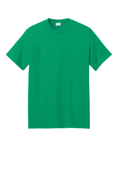 Port & Company eco-friendly green short sleeve recycled T-shirt with custom print on front.