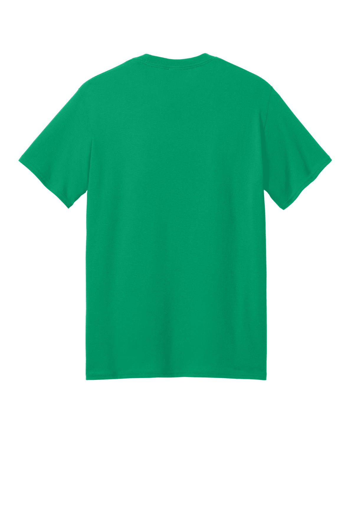 Port & Company® eco-friendly recycled short sleeve tee in green, showing the back print design on a casual eco-conscious T-shirt.