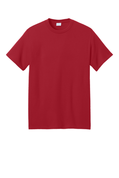 Port & Company® Eco-Friendly Recycled T-shirt in red, short sleeve style with custom print design.