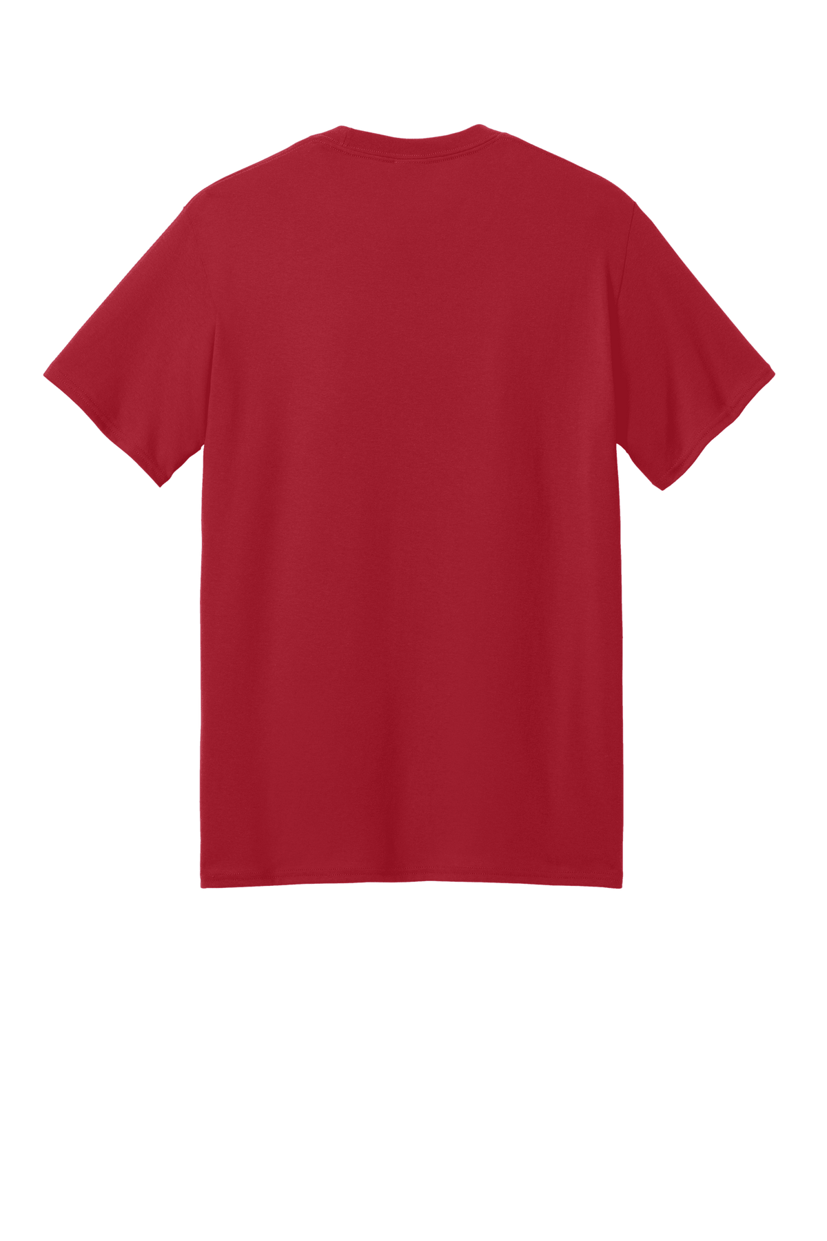 Red Port & Company® Core Blend recycled short sleeve T-shirt with printed design on the back, eco-friendly casual top.