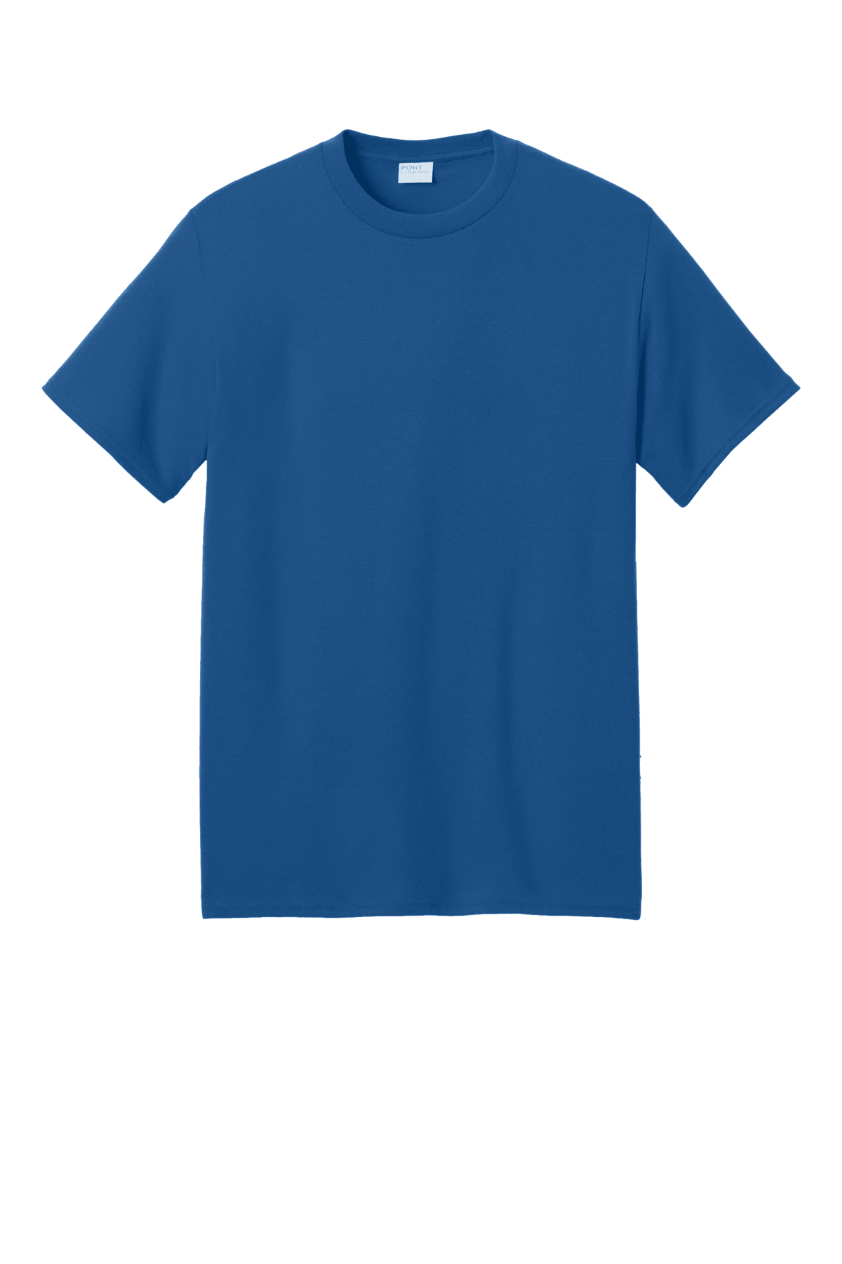 Royal blue Port & Company® Core Blend Recycled T-shirt featuring a short sleeve eco-friendly design with custom print.