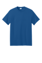 Royal blue Port & Company® Core Blend Recycled T-shirt featuring a short sleeve eco-friendly design with custom print.