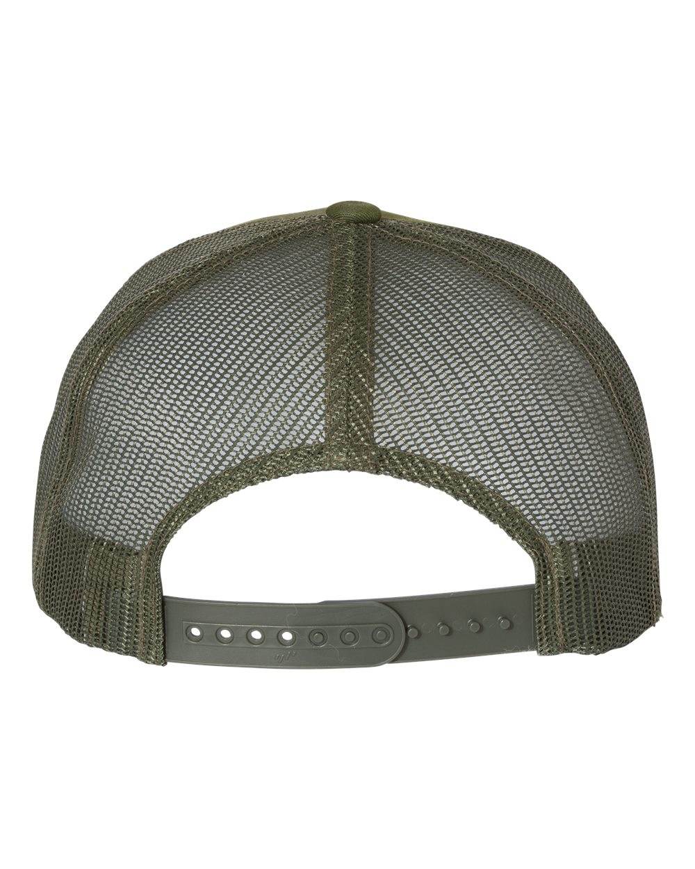 Custom YP Classics retro trucker cap by Yupoong with embroidered logo, camo tropic green back, stylish and personalized hat.