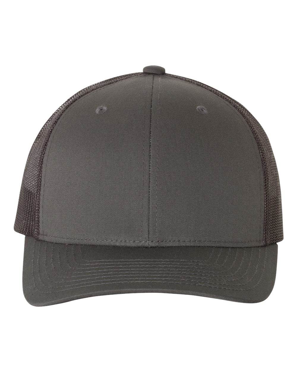Charcoal Yupoong YP Classics® retro trucker cap with custom embroidered logo, adjustable mesh back and classic trucker hat style.