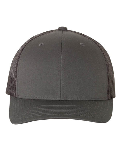 Charcoal Yupoong YP Classics® retro trucker cap with custom embroidered logo, adjustable mesh back and classic trucker hat style.