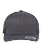 Dark heather grey Yupoong YP Classics retro trucker cap with custom embroidered logo, stylish and adjustable for a personalized fit.