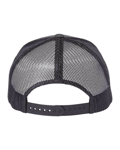 Custom YP Classics® retro trucker cap by Yupoong with embroidered logo in dark heather grey, stylish personalized embroidered hat.